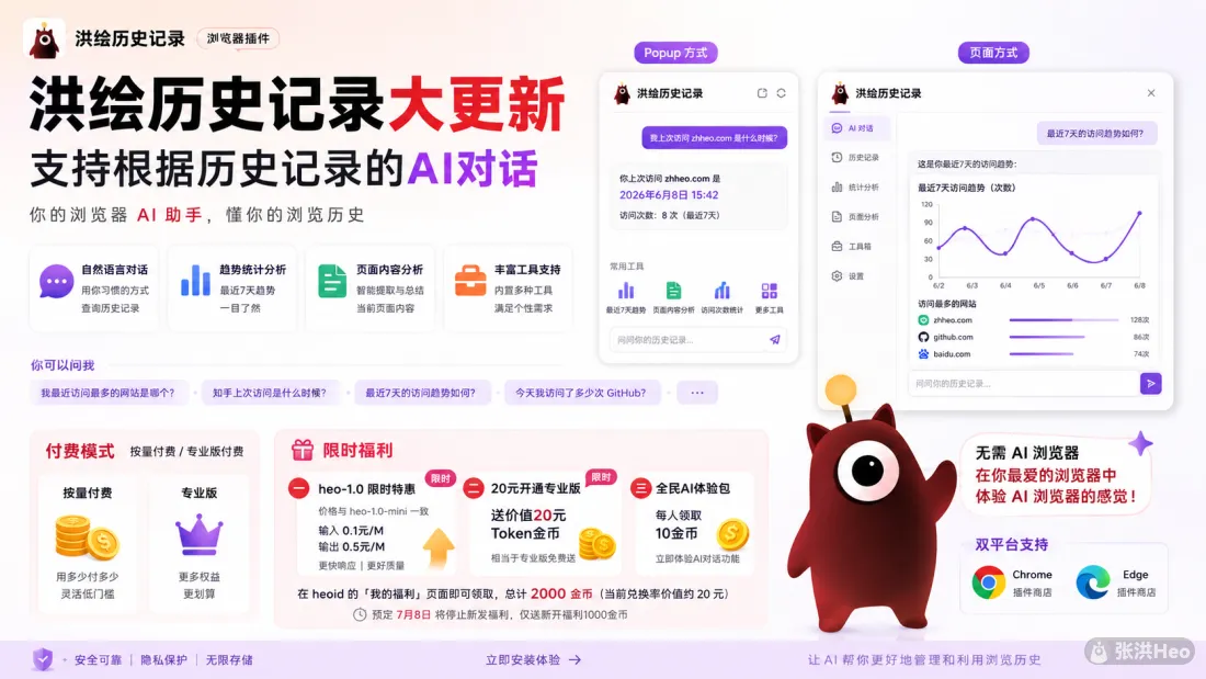 洪绘历史记录大更新:支持根据历史记录的AI对话摘要图